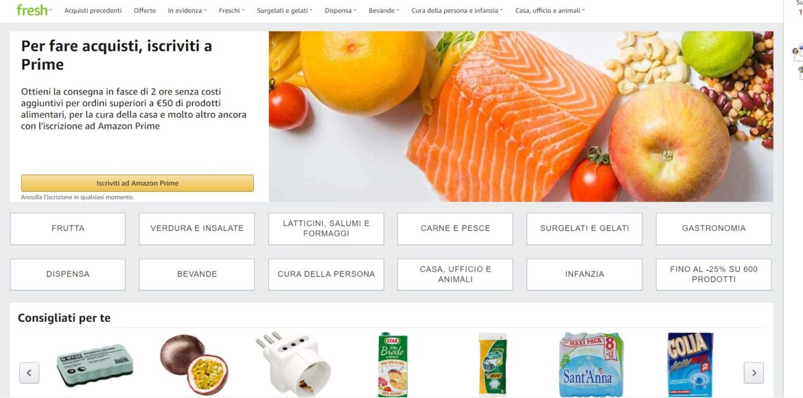 Amazon fresh arriva in Italia: il colosso dell’e-commerce propone la spesa a domicilio in giornata