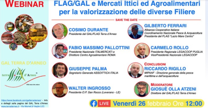Gal, istituzioni, mercati ittici e agroalimentari: webinar sulle possibili interazioni