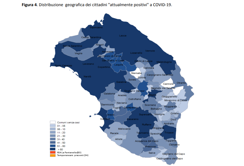 I numeri elevati del coronavirus, 4844 i cittadini positivi in provincia: 726 a Lecce, 254 a Nardò e Squinzano