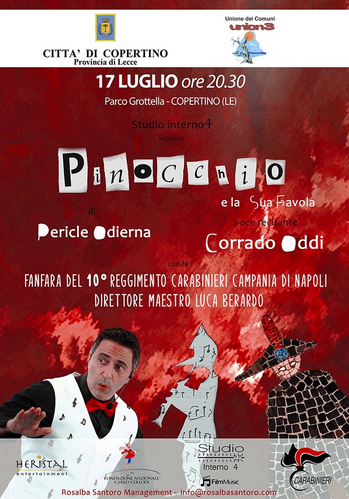 “Pinocchio e la sua favola”, in scena al Parco della Grottella con la Fanfara dei carabinieri