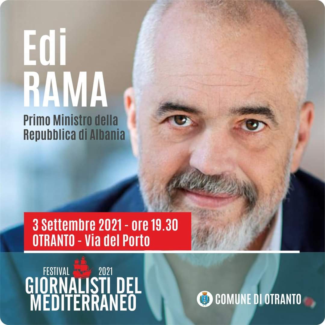 Festival Giornalisti del Mediterraneo, a Otranto il premier albanese Edi Rama: il ricordo del naufragio della Katër i Radës