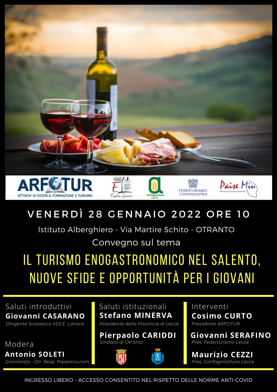 Turismo enogastronomico tra sfide e opportunità, convegno a Otranto