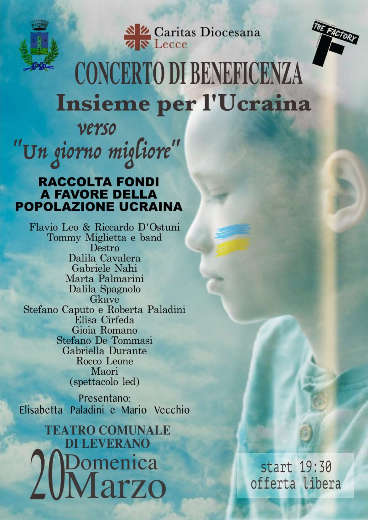 “Un giorno migliore”, Concerto di Beneficenza per l’Ucraina a Leverano: ricavato alla Caritas