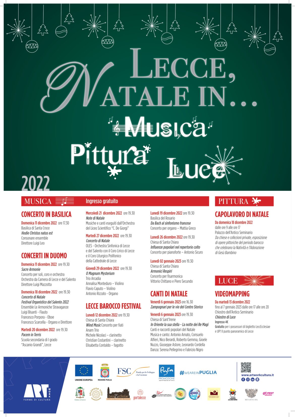 Natale a Lecce in musica, pittura e spettacoli di luce. Gli appuntamenti