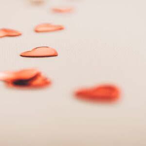 red heart shape in a white surface